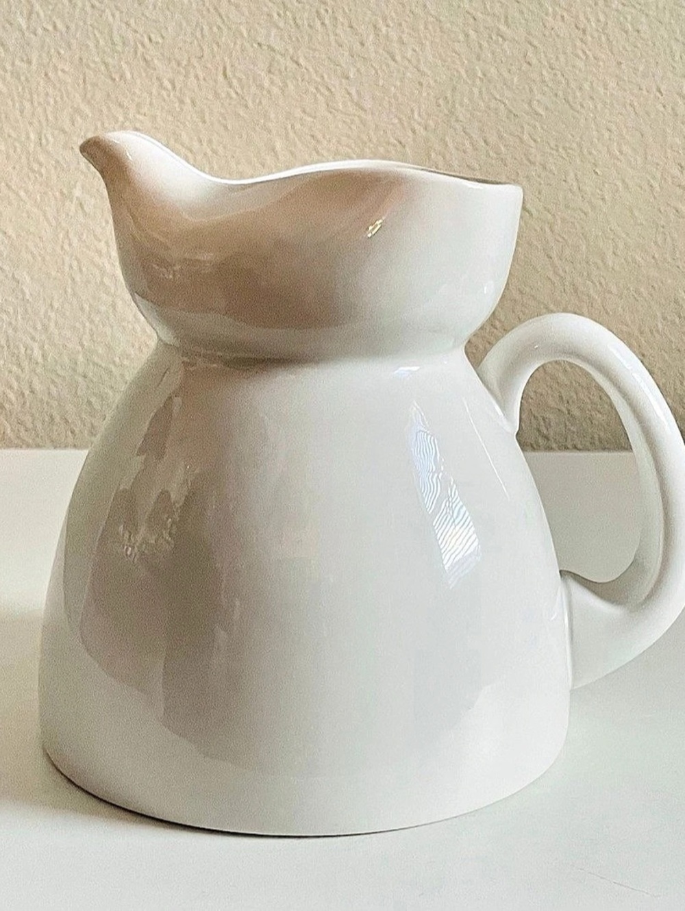 Crate & Barrel White Ceramic Pitcher